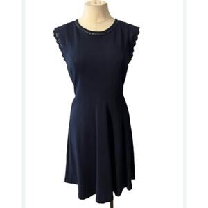 Talbots Dress Women’s Medium Navy Blue PM Cotton NEW Office Work Church Flowy